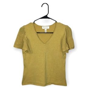 Mainbocher mustard yellow short sleeve blouse